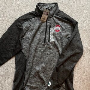 Ohio State Men's Gray Quarter-Zip Sweater